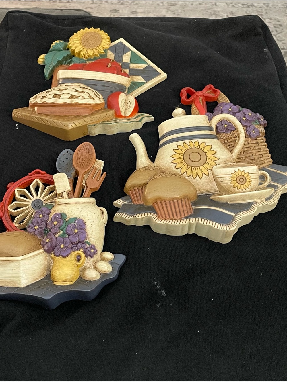 Vintage 1997 Home Interiors Kitchen Wall Hangings-Series 3373-Set of 3